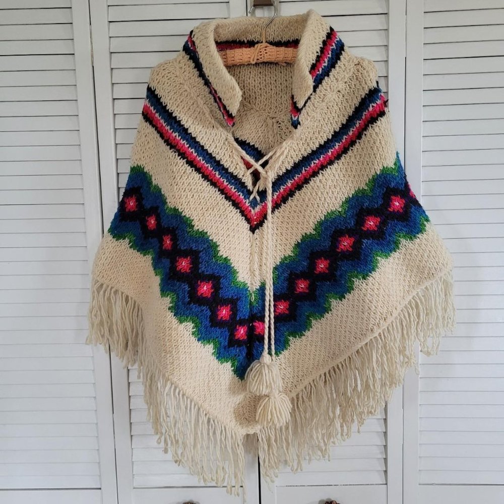 American Vintage no Tag crochet/knit poncho size xsmall/small